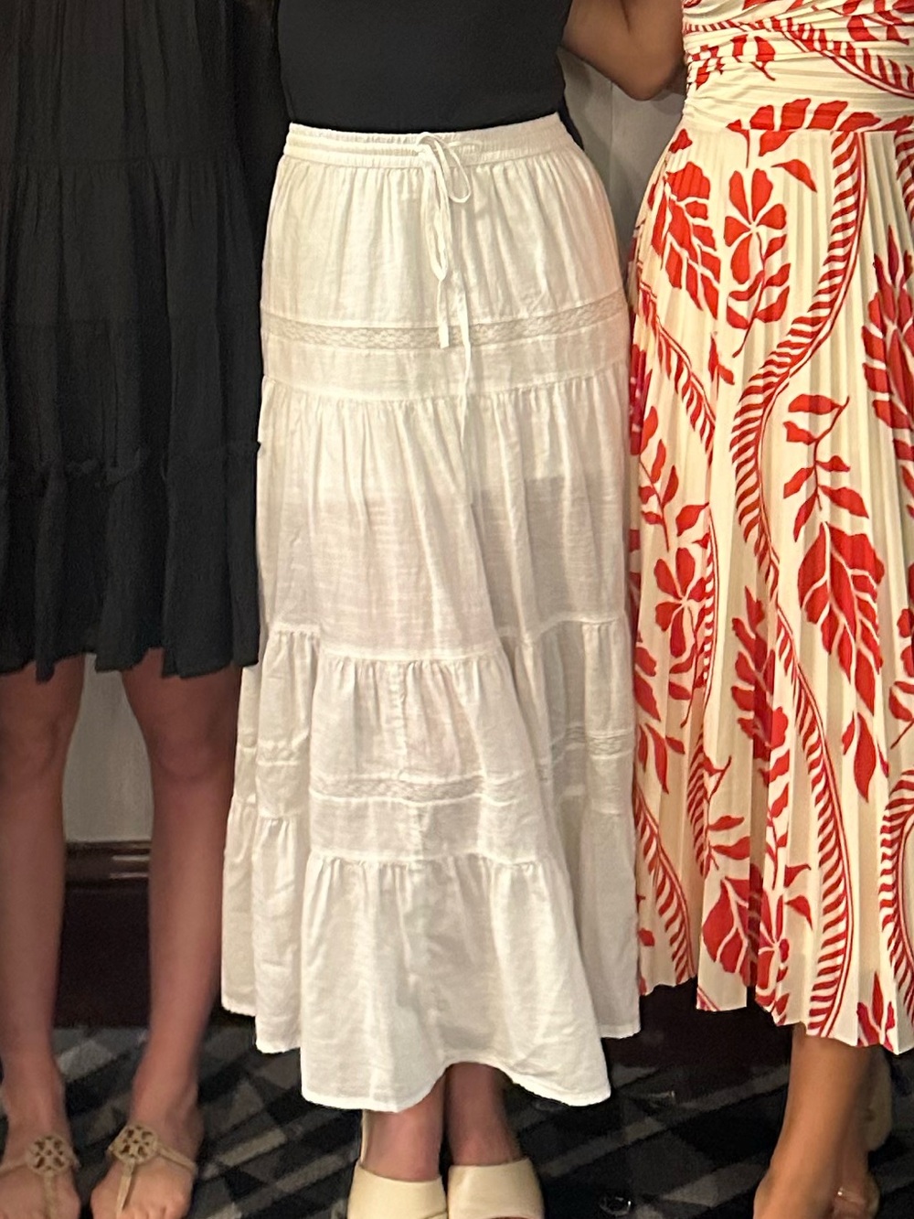 Nordstrom BP White Tiered Maxi Skirt with Drawstring Waist
